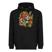 Black western gnome truck cactus sunflower Heavyweight Hoodie - BarkalooDesign