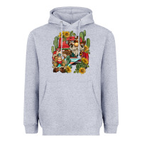 Heather Grey western gnome truck cactus sunflower Heavyweight Hoodie - BarkalooDesign