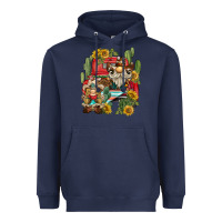 Navy western gnome truck cactus sunflower Heavyweight Hoodie - BarkalooDesign