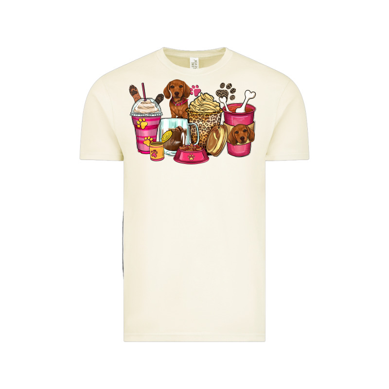 Dachshund Coffee Cups Vintage Tee by Zillion Design Studio | Teevron
