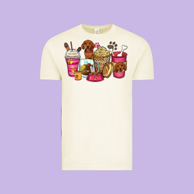Dachshund Coffee Cups Vintage Tee Designed By Zillion Design Studio