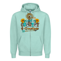 Seafoam raised on country and sunshine Zipper Hoodie - AdoDesignShop