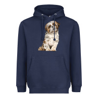 Navy Shih Tzu Dog Heavyweight Hoodie - LillyAllenDesigns