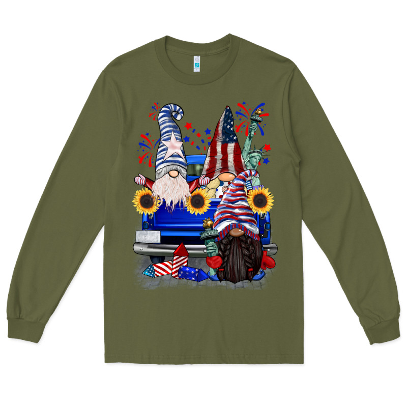 4th Of July Gnomes Truck Long Sleeve Tee by CowGirlArtShop | Teevron