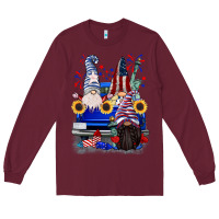Burgundy 4th of July gnomes truck Long Sleeve Tee - CowGirlArtShop