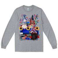Heather Grey 4th of July gnomes truck Long Sleeve Tee - CowGirlArtShop