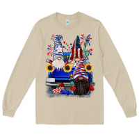 Mushroom 4th of July gnomes truck Long Sleeve Tee - CowGirlArtShop