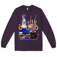 Plum 4th of July gnomes truck Long Sleeve Tee - CowGirlArtShop