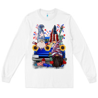 White 4th of July gnomes truck Long Sleeve Tee - CowGirlArtShop