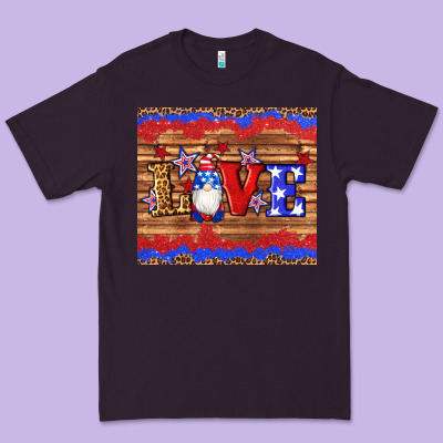 American Flag Gnomes Love Star Leopard Glitter Premium Tee Designed By Artiststas