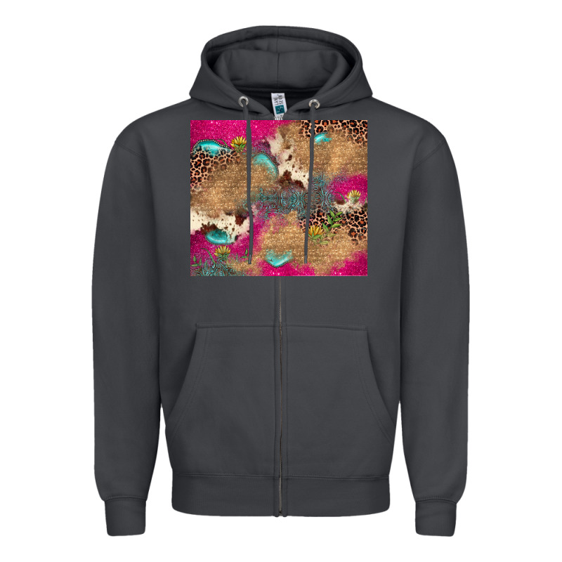 Pink Glitter Leopard Sunflower Gemstone Zipper Hoodie by JahusDesignShop | Teevron