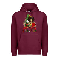 Burgundy very merry teacher skeleton Premium Hoodie - NancyCooperArtShop