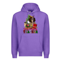 Purple very merry teacher skeleton Premium Hoodie - NancyCooperArtShop