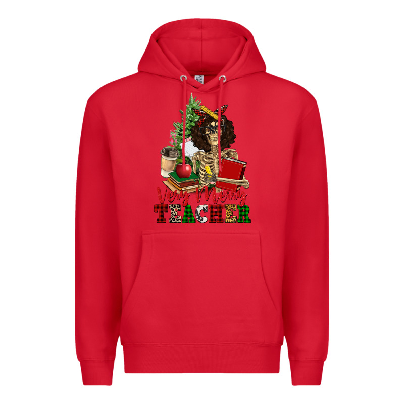 Very Merry Teacher Skeleton Premium Hoodie by NancyCooperArtShop | Teevron