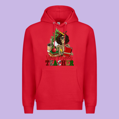 Very Merry Teacher Skeleton Premium Hoodie Designed By Nancycooperartshop