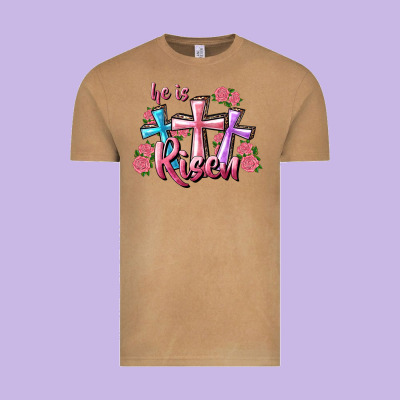Vintage Tee He Is Risen Cross