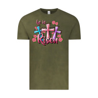 Vintage Olive He Is Risen Cross Vintage Tee - RanaPortraitStore
