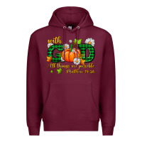 Burgundy with god all things are possible Premium Hoodie - AdoDesignShop