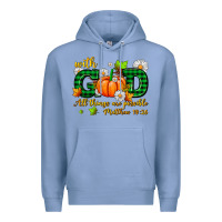 Colony Blue with god all things are possible Premium Hoodie - AdoDesignShop