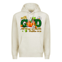 Oatmeal Heather with god all things are possible Premium Hoodie - AdoDesignShop