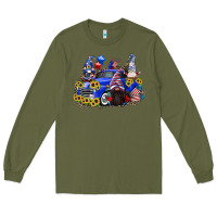 Army Green 4th of July gnomes with truck Long Sleeve Tee - CowGirlArtShop