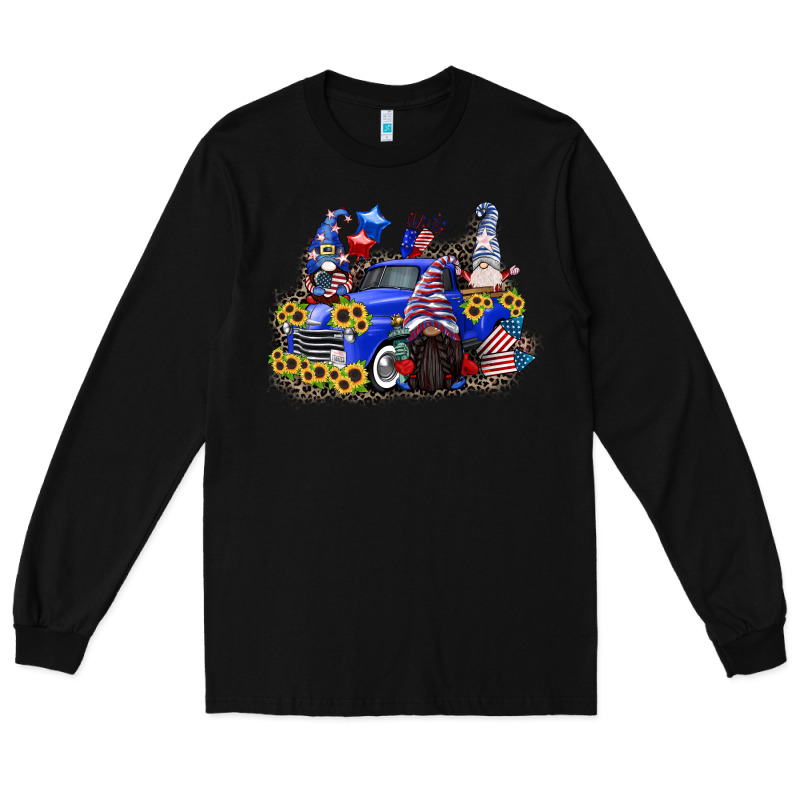 4th Of July Gnomes With Truck Long Sleeve Tee by CowGirlArtShop | Teevron