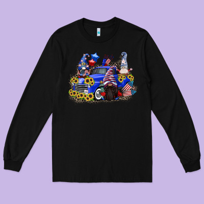 4th Of July Gnomes With Truck Long Sleeve Tee Designed By Cowgirlartshop