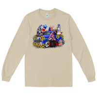 Mushroom 4th of July gnomes with truck Long Sleeve Tee - CowGirlArtShop