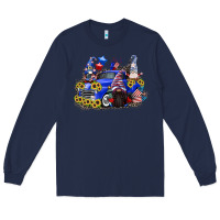 Navy 4th of July gnomes with truck Long Sleeve Tee - CowGirlArtShop