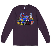 Plum 4th of July gnomes with truck Long Sleeve Tee - CowGirlArtShop