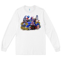 White 4th of July gnomes with truck Long Sleeve Tee - CowGirlArtShop