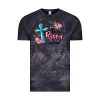 Cloud Black He Is Risen Indeed Cross And Flowers Vintage Tee - RanaPortraitStore