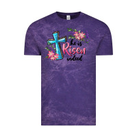 Cloud Purple He Is Risen Indeed Cross And Flowers Vintage Tee - RanaPortraitStore