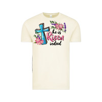 He Is Risen Indeed Cross And Flowers Vintage Tee | Teevron