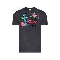 Vintage Black He Is Risen Indeed Cross And Flowers Vintage Tee - RanaPortraitStore