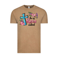 Vintage Coffee He Is Risen Indeed Cross And Flowers Vintage Tee - RanaPortraitStore