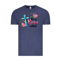 Vintage Denim He Is Risen Indeed Cross And Flowers Vintage Tee - RanaPortraitStore
