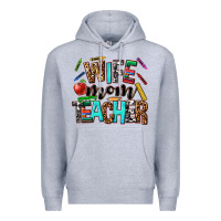 Heather Grey wife mom teacher Premium Hoodie - NancyCooperArtShop