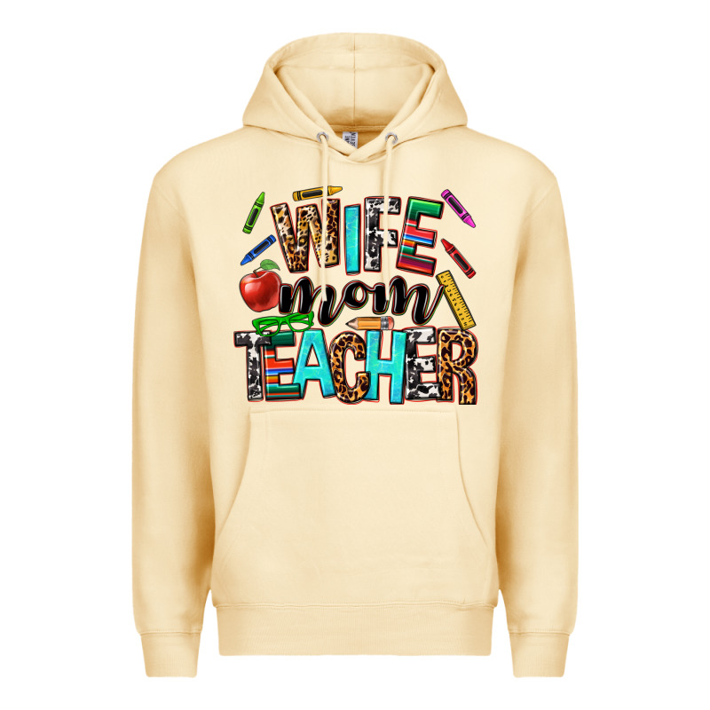 Wife Mom Teacher Premium Hoodie by NancyCooperArtShop | Teevron