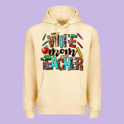 Wife Mom Teacher Premium Hoodie Designed By Nancycooperartshop