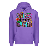 Purple wife mom teacher Premium Hoodie - NancyCooperArtShop