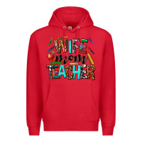 Red wife mom teacher Premium Hoodie - NancyCooperArtShop