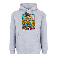 Heather Grey staying alive coffee drinking skeleton Heavyweight Hoodie - Jasminsmagicworld