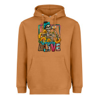 Meerkat staying alive coffee drinking skeleton Heavyweight Hoodie - Jasminsmagicworld