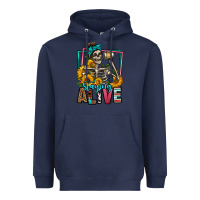 Navy staying alive coffee drinking skeleton Heavyweight Hoodie - Jasminsmagicworld