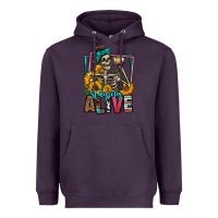 Plum staying alive coffee drinking skeleton Heavyweight Hoodie - Jasminsmagicworld