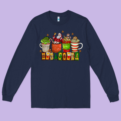 Hot Cocoa Long Sleeve Tee Designed By Cowhidedigitalart