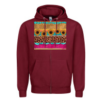 Burgundy leopard sunflower gemstone Zipper Hoodie - JahusDesignShop