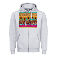 Heather Grey leopard sunflower gemstone Zipper Hoodie - JahusDesignShop