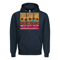 Navy leopard sunflower gemstone Zipper Hoodie - JahusDesignShop